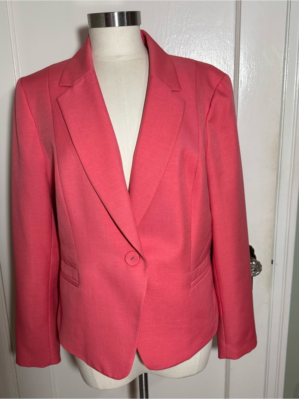 Classic Single-Button Coral Blazer